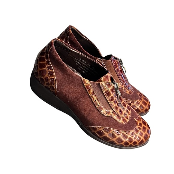 Gravity Defyer Women’s Brown Patent Leather Alligator And Suede Wing Tips Size 9 - Picture 7 of 13